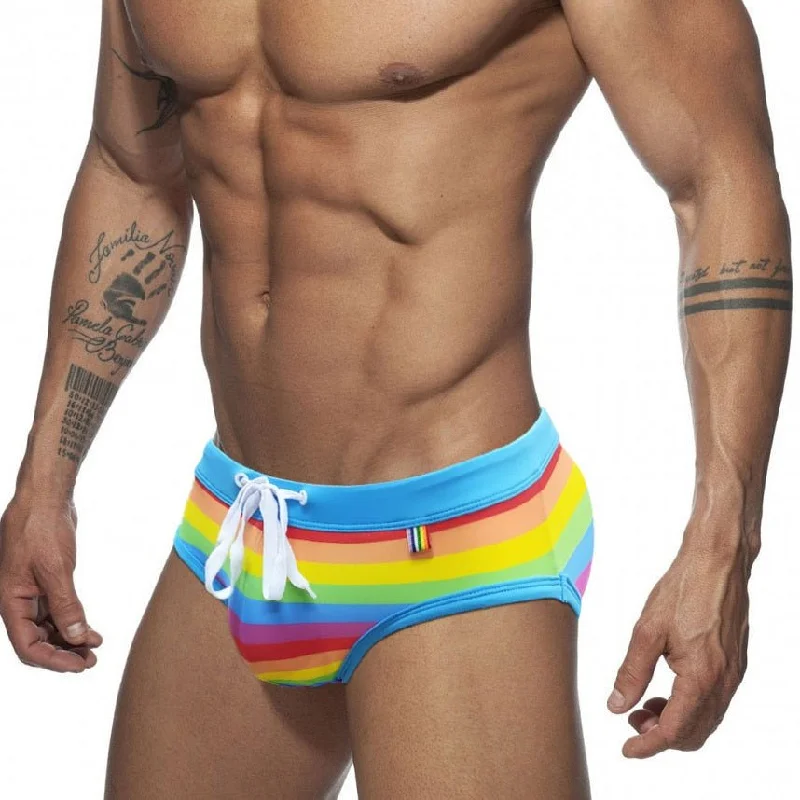 Swimwear athletic-Baby Blue Rainbow Swim Briefs