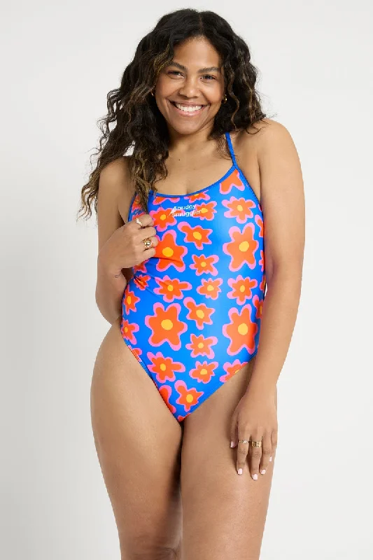 Swimwear green-High Cut Racer in Emma's Flowers