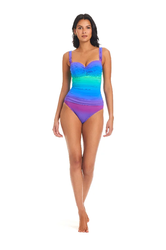 Swimwear with mid-range fabric-Bleu Rod Beattie Heat Of The Moment Shirred Bandeau One Piece