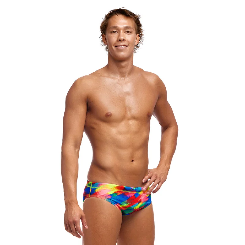 Swimwear with deep plunge-Funky Trunks Stroked Mens Classic Briefs