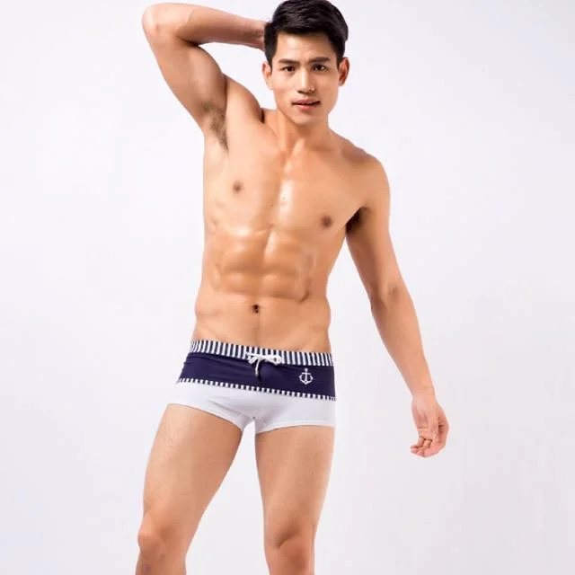 Swimwear with high leg-Sailor Boy Swim Trunks