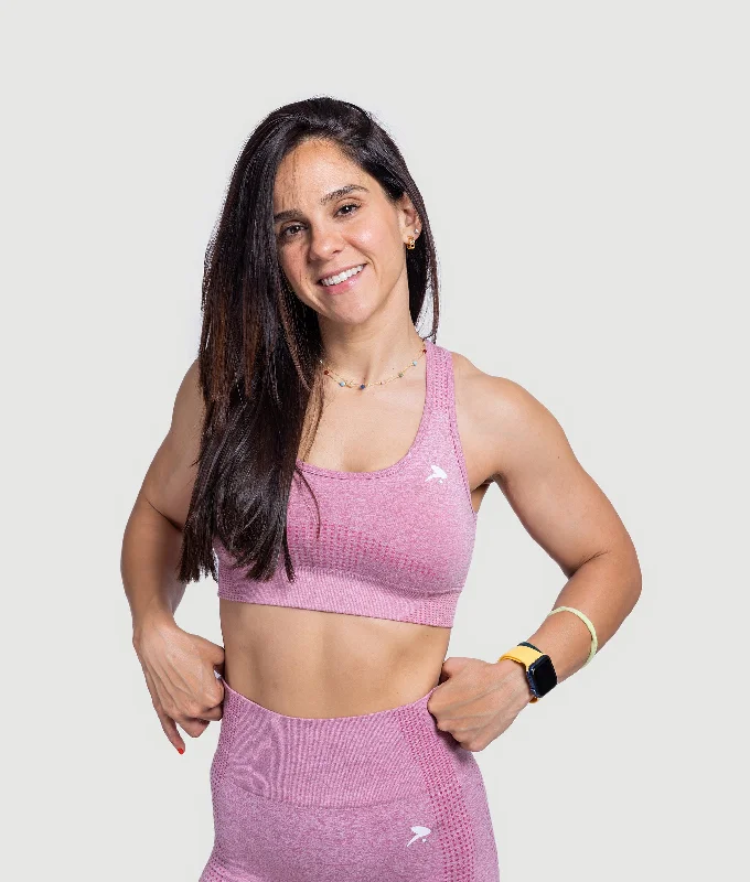 Sports bra with webbed straps -Athena Seamless Sports Bra - Pink