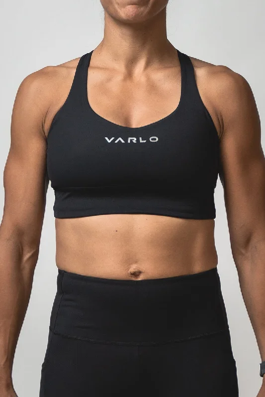 Sports bra with arc straps -SOHO Women's Cross Line Technical Sports Bra (Black)