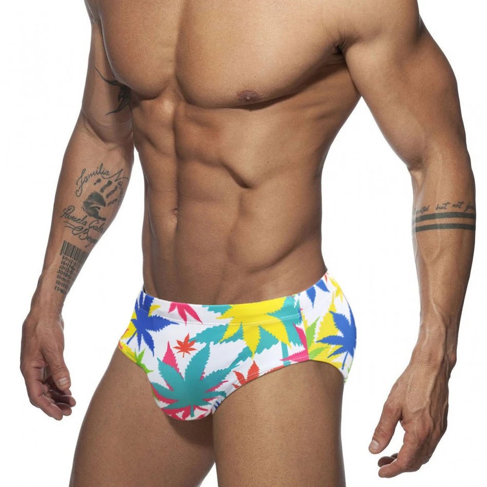 Swimwear with easy-care-Weed Leaf Swim Briefs