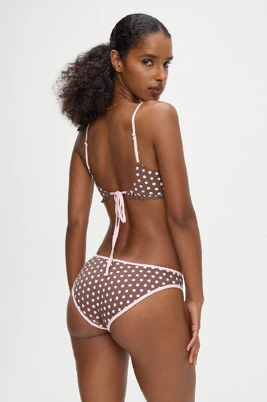 Swimwear with high-end fabric-Catalina Full Coverage Bikini Bottom - Cocoa Dot