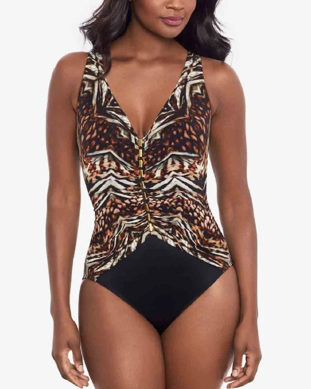 Swimwear with recycled fabric-2024 Miraclesuit Tribal Tigress Charmer One Piece - 6552269