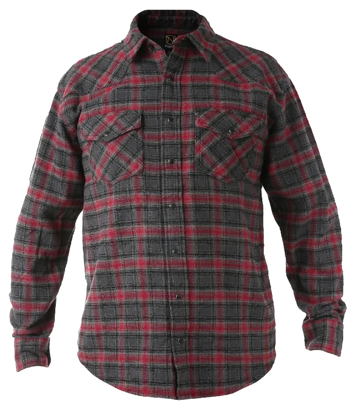 Sports bra with vibe shape -Men's Brawny Snap Front Flannel Shirt - Wolf Grey / Red Plaid