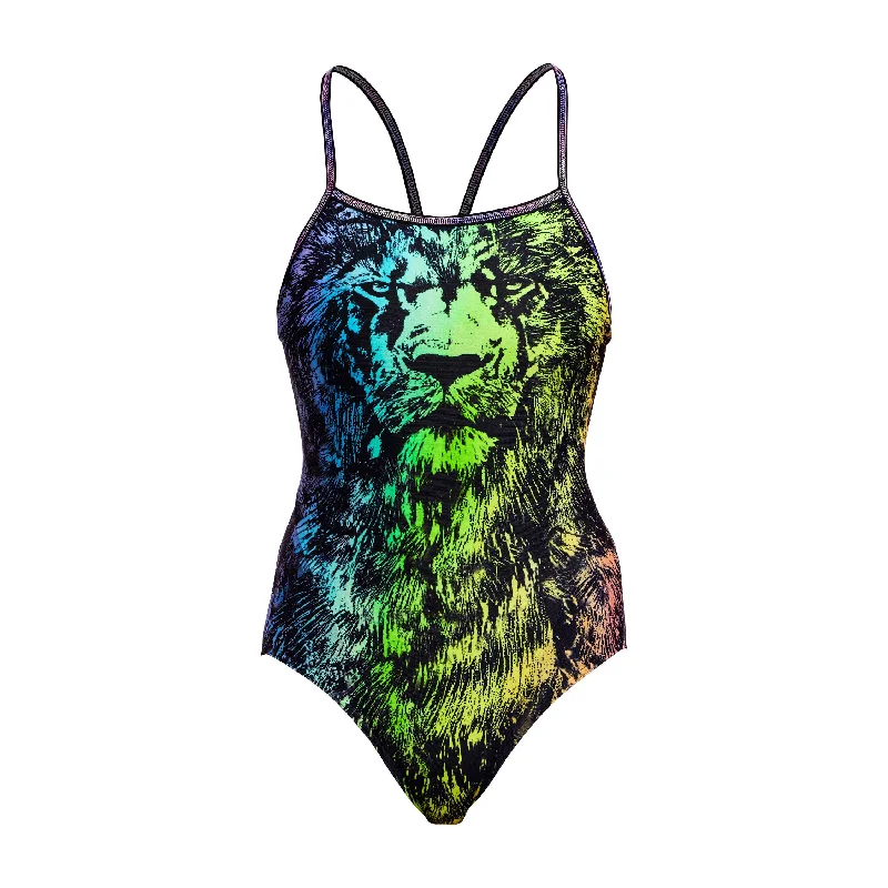 Swimwear with wide straps-Lion Eyes | Ladies Single Strap One Piece