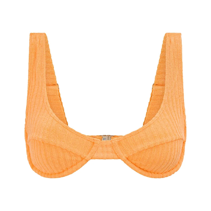 Sports bra with glow trim -Ribbed Towelling Balconette Bra | Papaya