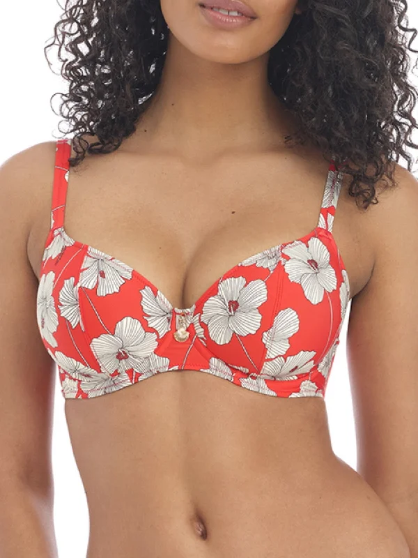 Swimwear low rise-Hibiscus Beach Plunge Bikini Top - Sunset