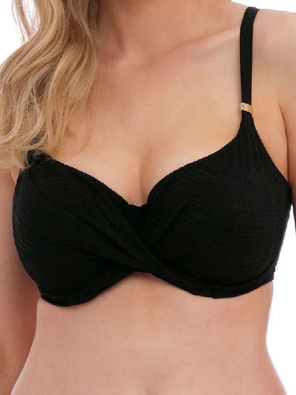 Swimwear with rough texture-Ottawa Full Cup Bikini Top - Black