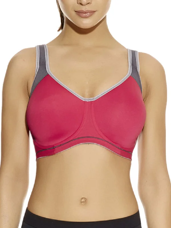 Sports bra with drift pattern -Sonic Moulded Spacer Sports Bra -  Hot Crimson