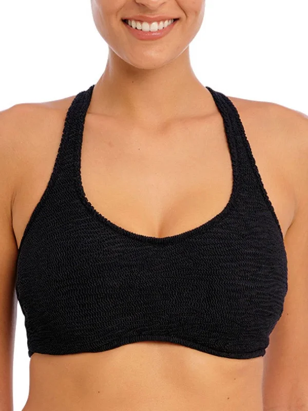 Sports bra with cord shape -Ibiza Waves Bralette Bikini Top - Black