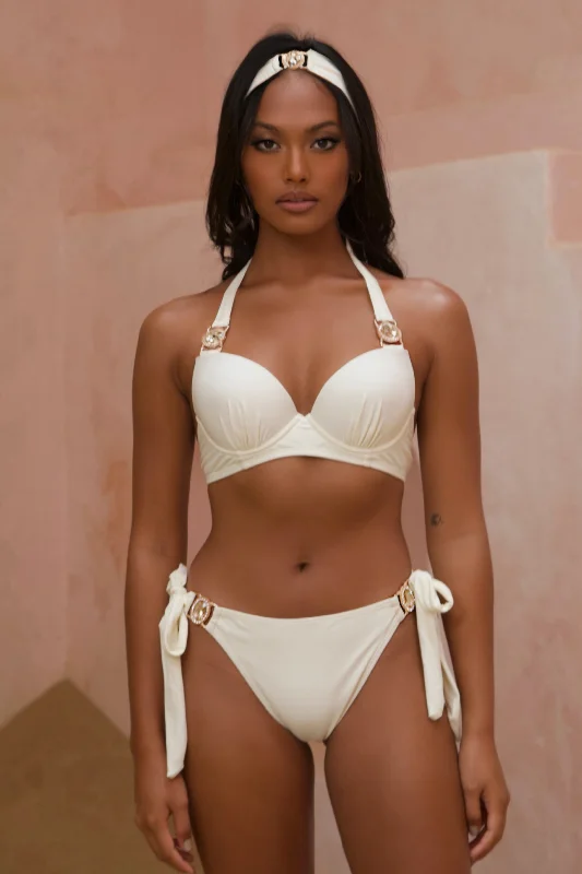 Swimwear with low-end fabric-Amour 'Coconut' Push Up Crystal Bikini Top