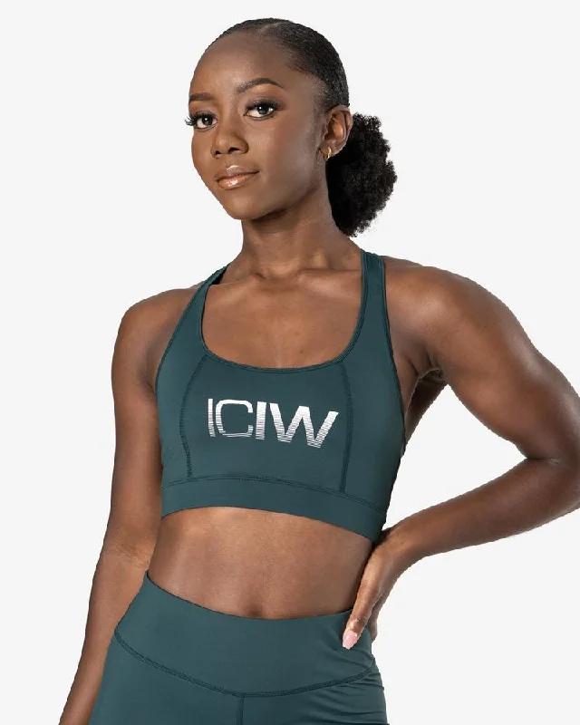 Sports bra with flux pattern -ICIW Classic Sports Bra - Hunter Green