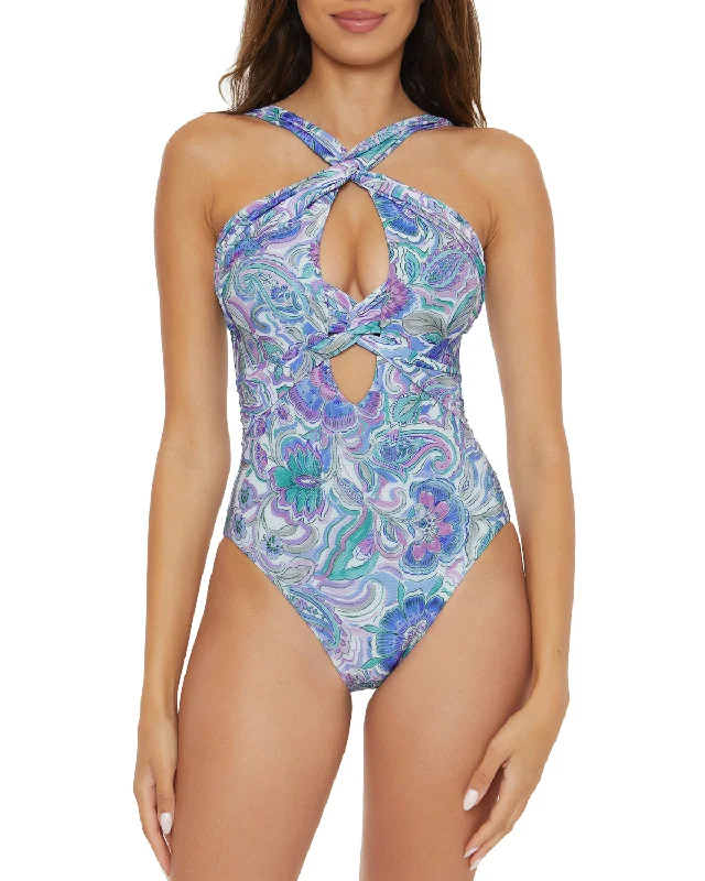 Swimwear with low-tech fabric-2024 Becca by Rebecca Virtue Mystique Keyhole Plunge One Piece - 651047