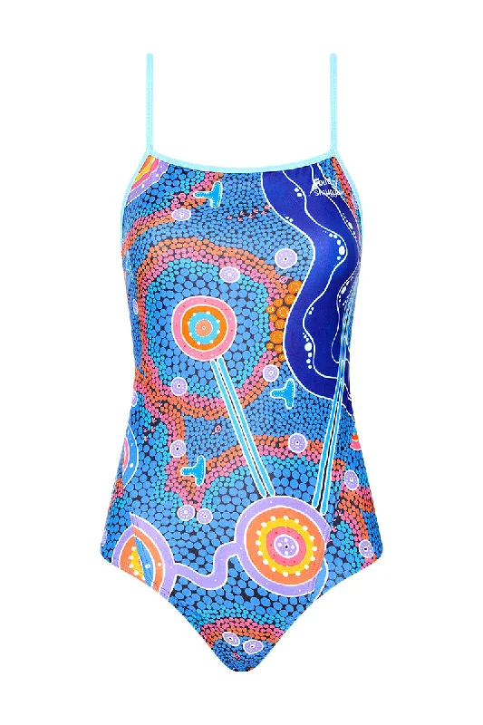 Swimwear for short sizes-Thin Strap Racer in Nardurna Solidarity