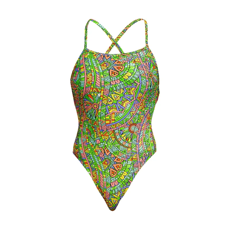 Swimwear with subtle texture-Minty Mixer | Ladies Strapped In One Piece