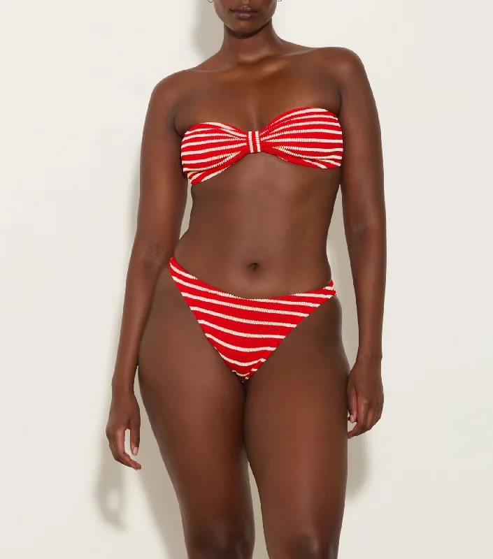 Swimwear for fashion-Jean Stripe Bikini Red White