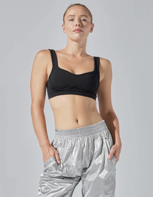 Sports bra with arc shape -FLARE BRA [BLACK]