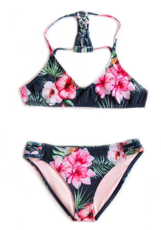 Swimwear with shiny fabric-Tropical Bay - 2-PIECE | FLORAL Bikini | Girls 10