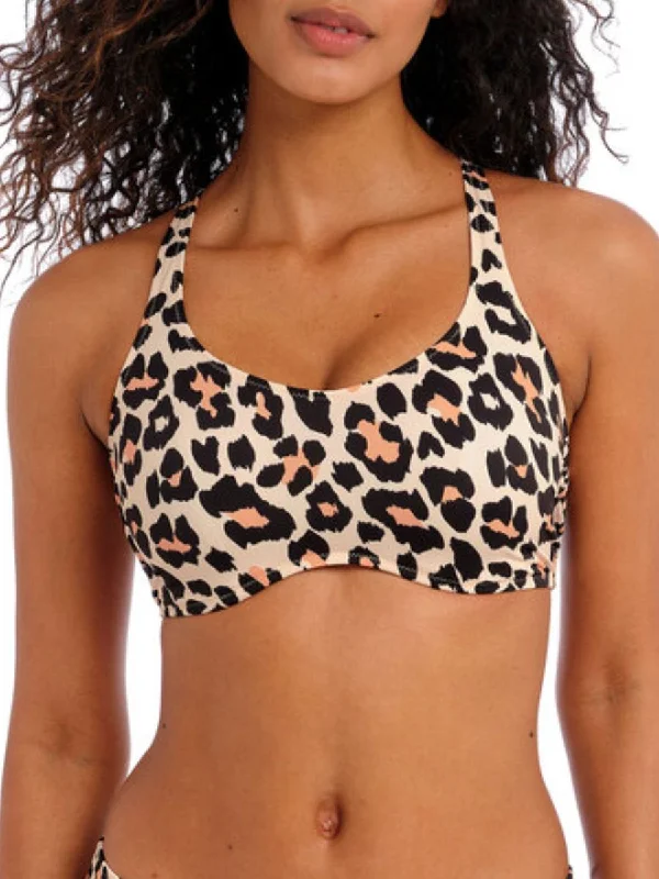 Sports bra with thick shape -Animal Instinct Bralette Bikini Top - Natural