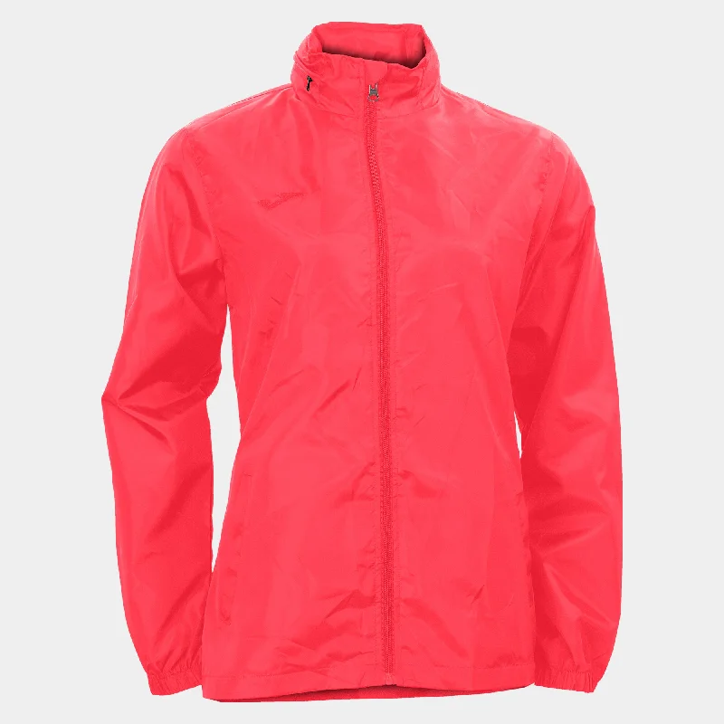 Sports Jacket with durable seams-Joma Galia Ladies Rain Jacket (Dark Orange Fluor)