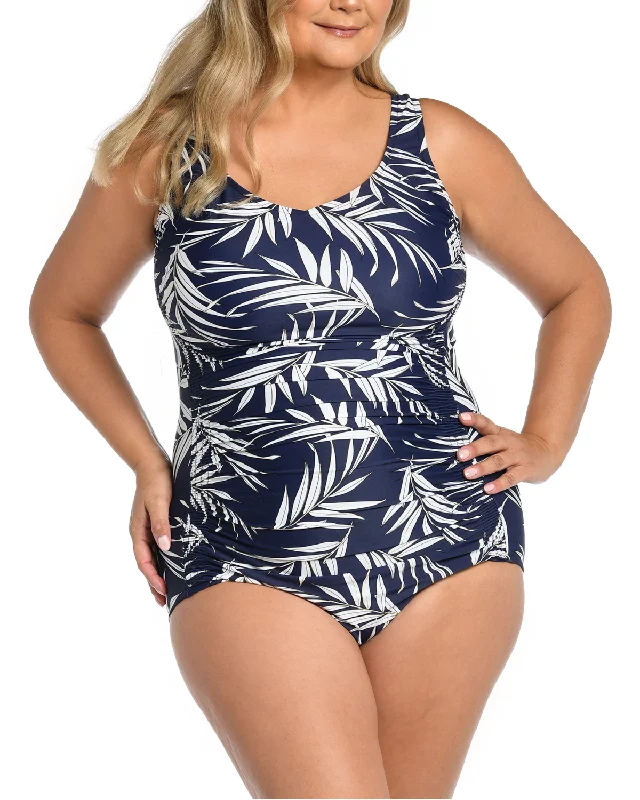 Swimwear with ombre effect-2024 Maxine of Hollywood Women's Plus Gold Leaf One Piece Swimsuit - Mw4de14