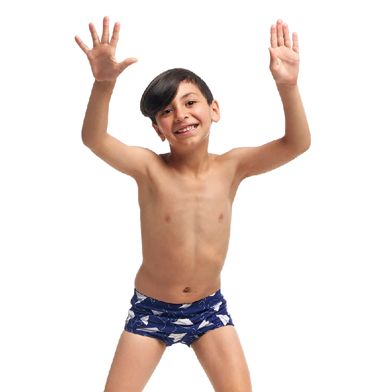 Swimwear with geometric design-Funky Trunks Paper Plain Toddler Boys Printed Trunks