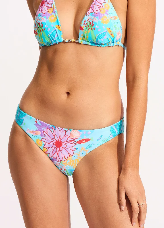 Swimwear with wind-resistant-Under The Sea Reversible Hipster Bikini Bottom - Blue Mist