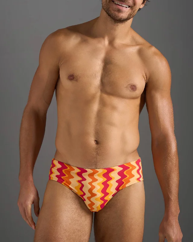 Swimwear with subtle texture-Resort Wide Cut Swim Brief - Red Mirage