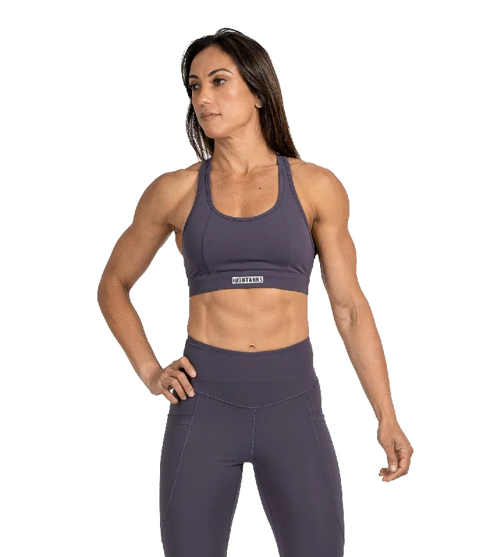 Sports bra with tide shape -Utility Training Bra - Gunmetal Grey