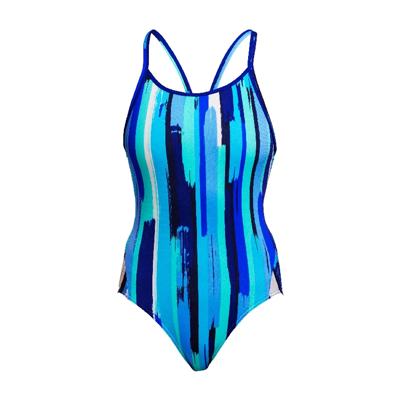 Swimwear with pastel colors-Roller Paint | Ladies Diamond Back One Piece