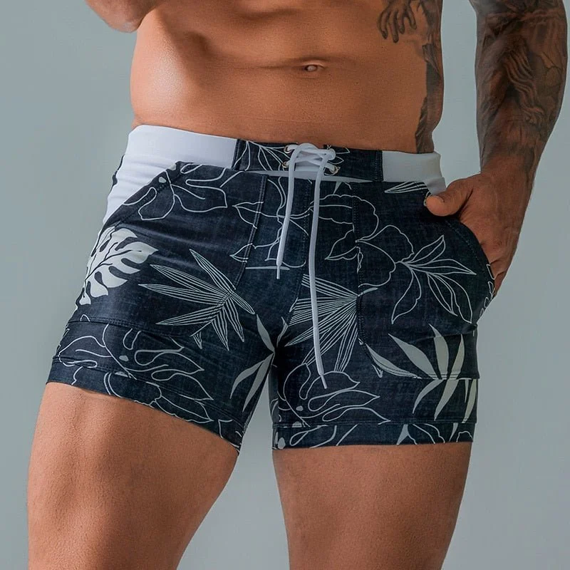 Swimwear with branded fabric-Wild Forest Swim Trunks