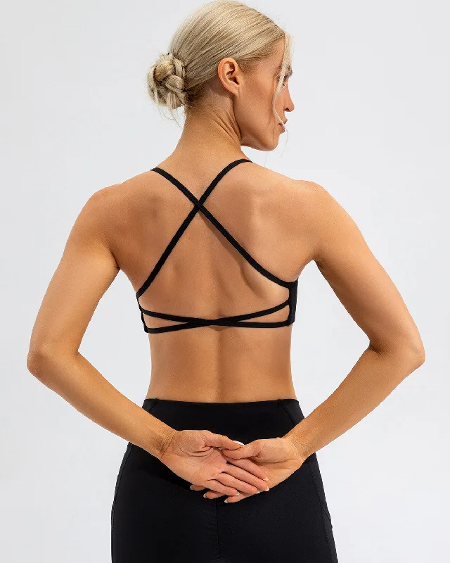 Sports bra with sheer profile -Sophie Sports Bra - Black