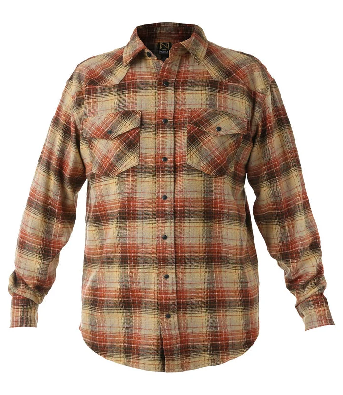 Sports bra with wide shape -Men's Brawny Snap Front Flannel Shirt - Caramel Plaid