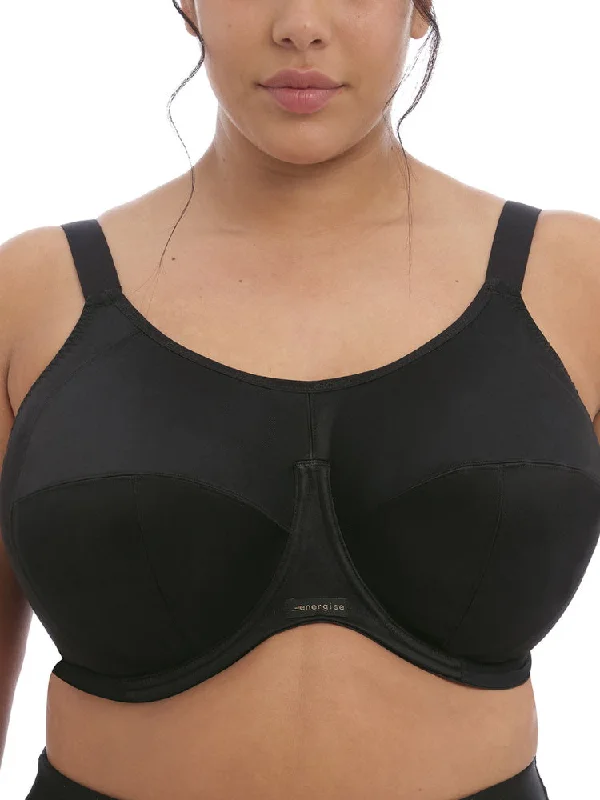 Sports bra with net profile -Energise Sports Bra - Black