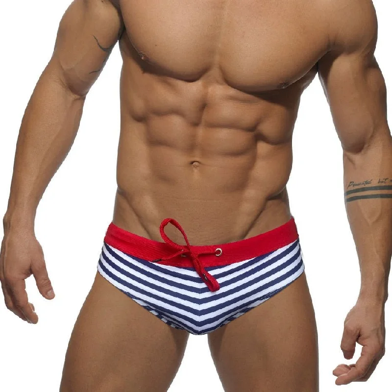 Swimwear for water sports-Striped Bowtie Swim Briefs