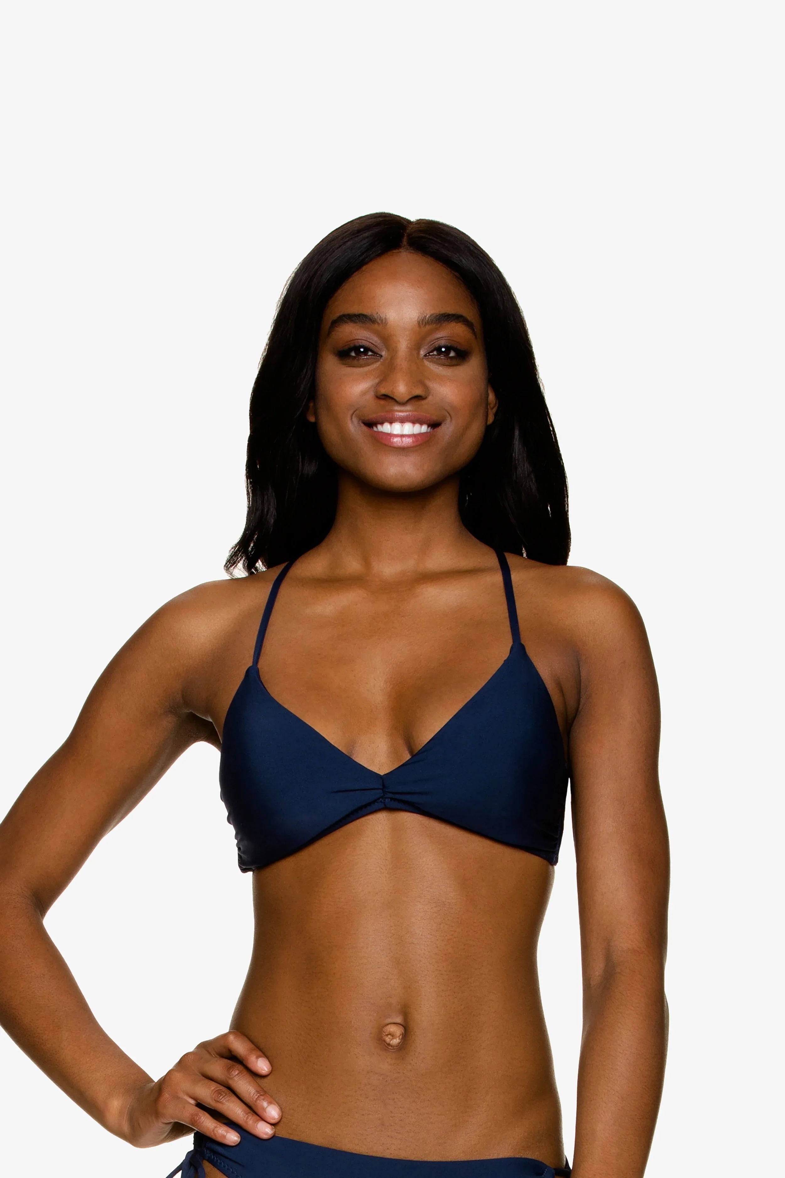 Sports bra for peak cardio -Lace Back Bralette  |  Navy