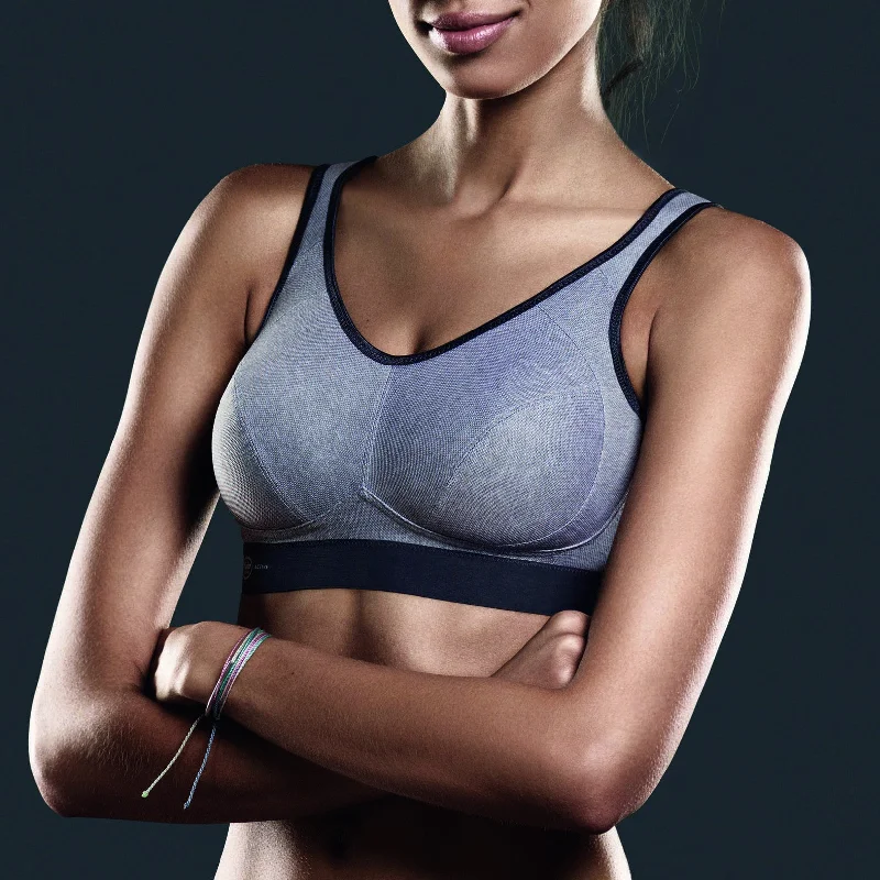 Sports bra with foggy runs -Extreme Control Grey Sports Bra