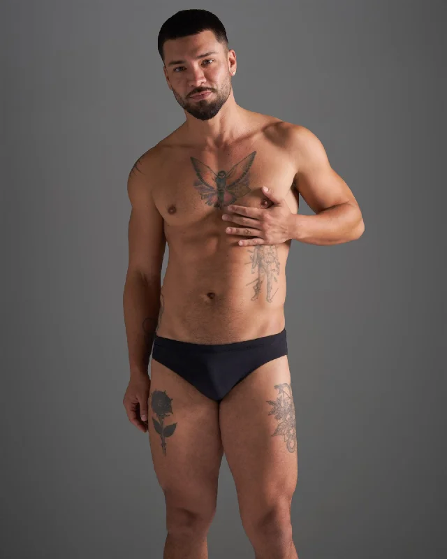 Swimwear with thin fabric-TEAMM8 Standard Swim Brief - Black