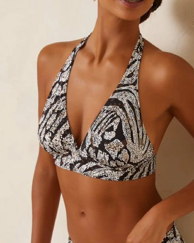 Sports bra for fieldball play -2024 Tommy Bahama Playa Brava Reversible Halter Bikini Top - Ss100406