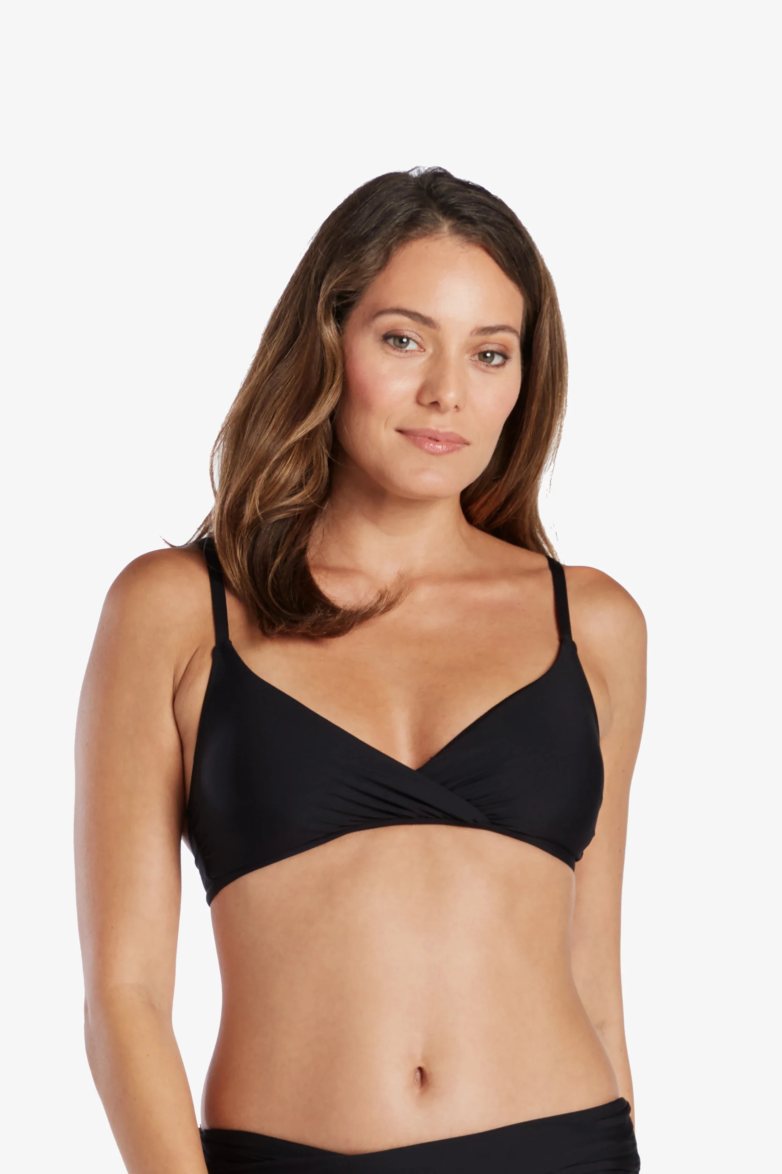 Sports bra for zip sprints -Shirred Crossover Bra  |  Black