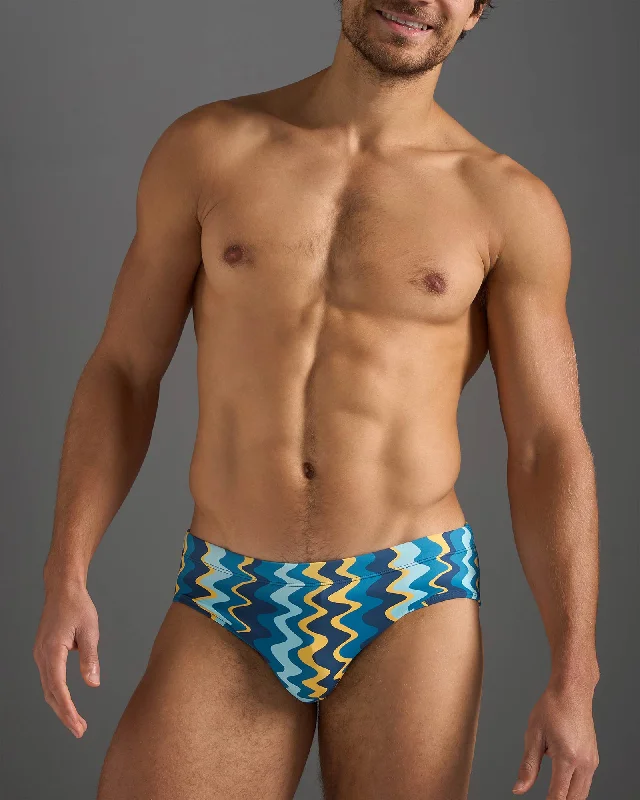 Swimwear with vintage texture-Resort Wide Cut Swim Brief - Blue Mirage