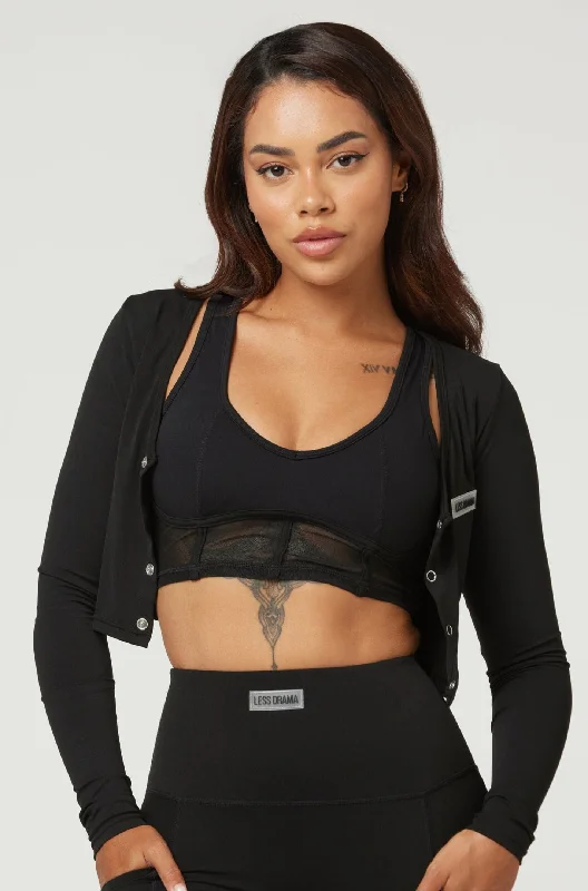 Sports bra with cord fit -Eye Candy Sports Bra + Long Sleeve Top - Black