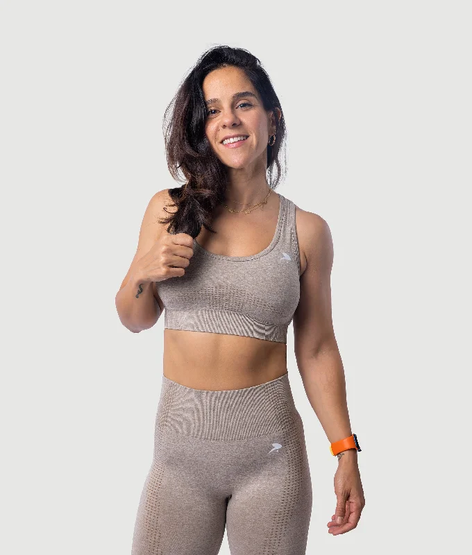 Tiger sports bra for hikes -ATHENA SEAMLESS SPORTS BRA - SAND