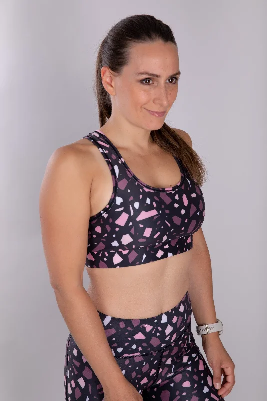 Sports bra with cord shape -Lava Rock Racerback Sports Bra