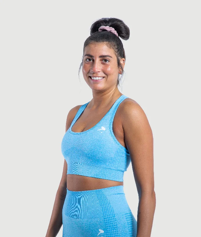 Sports bra with classic print -Athena seamless sports bra - Sky blue