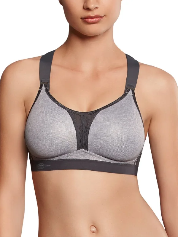 Sports bra with bow shape -Dynamix Star Sports Bra - Heather Grey