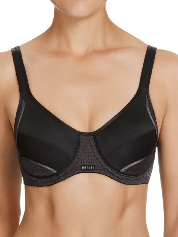 Sports bra with split shape -Electrify Mesh Wired Bra - Black